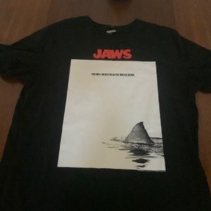 Jaws Old Navy Black in white Tee. “YOU WILL NEVER GO IN THE WATER AGAIN”